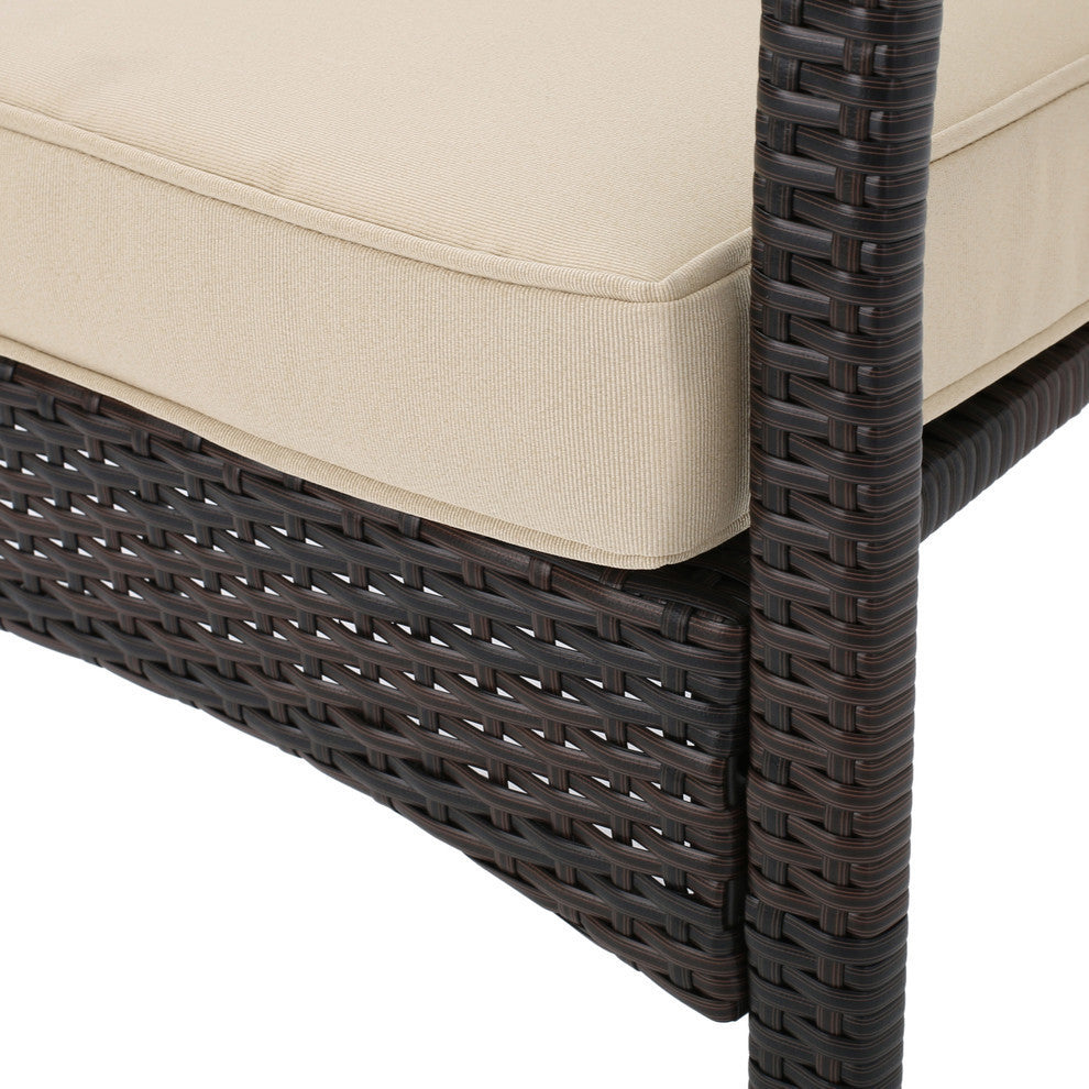 GDF Studio 4-Piece Tahiti Outdoor Wicker Chat, Dark Cream Water Resista Set
