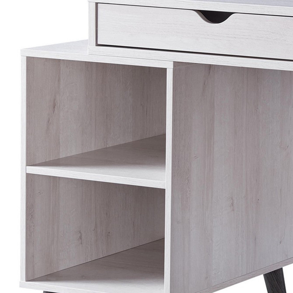 Benzara BM233694 2 Drawer Wooden Desk With 2 Compartments and Splayed Legs, Gray