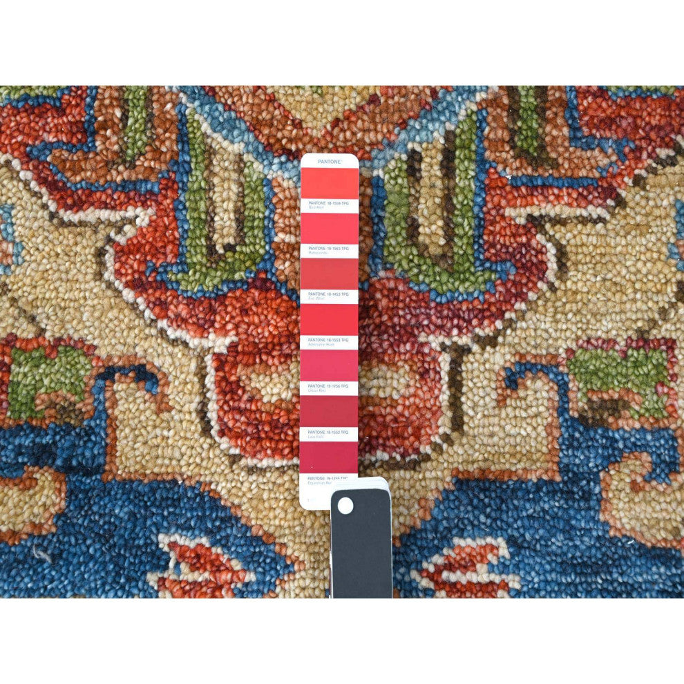 Red Heriz With All Over Design Soft Wool Hand Knotted Oversized Rug, 12'x14'10"