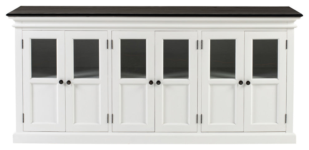 Classic White and Black Halifax Contrast Buffet with 6 Glass Doors