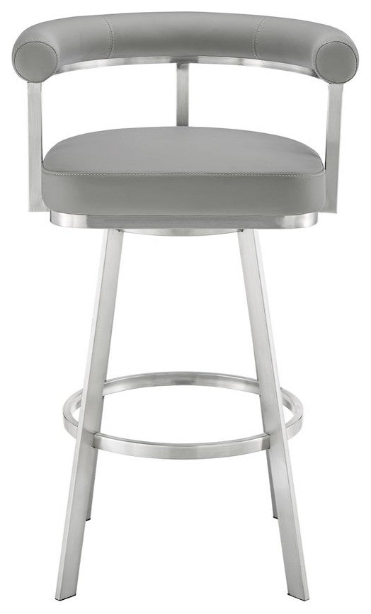 Magnolia Swivel Counter or Bar Stool in Faux Leather and Metal