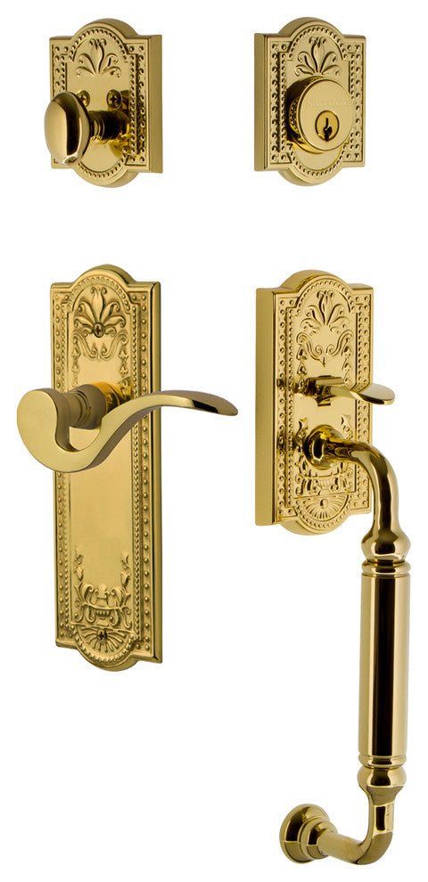 Meadows Plate C Grip Entry Set Manor Lever, Lifetime Brass, 2-3/4", Right