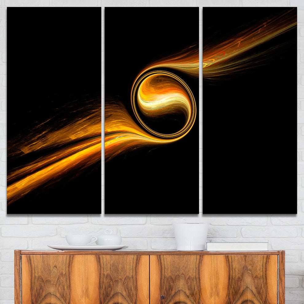 "Fractal 3-D Dancing Yellow Design" Art Canvas Print, 3 Panels, 36"x28"