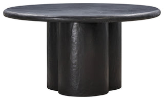 Elika Black Faux Plaster Round Dining Table, Eclectic Minimalst Outdoor Table