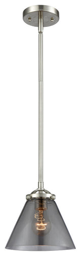 Large Cone 1-Light Mini Pendant, Brushed Satin Nickel, Plated Smoke
