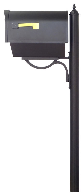 Classic Curbside Mailbox With Newspaper Tube and Richland Mailbox Post