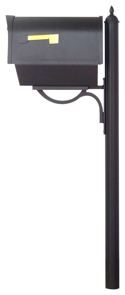 Classic Curbside Mailbox With Newspaper Tube and Richland Mailbox Post