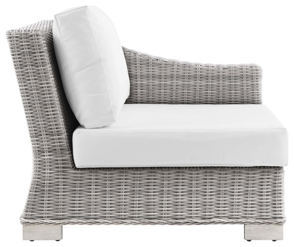 Outdoor Patio Wicker Rattan 9-Piece Sectional Sofa Furniture Set Gray White