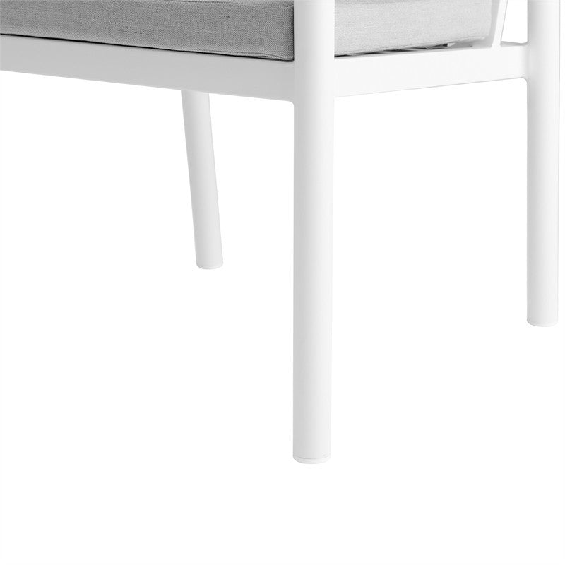 Crown Aluminum and Teak Outdoor Dining Chair Set of 2, White