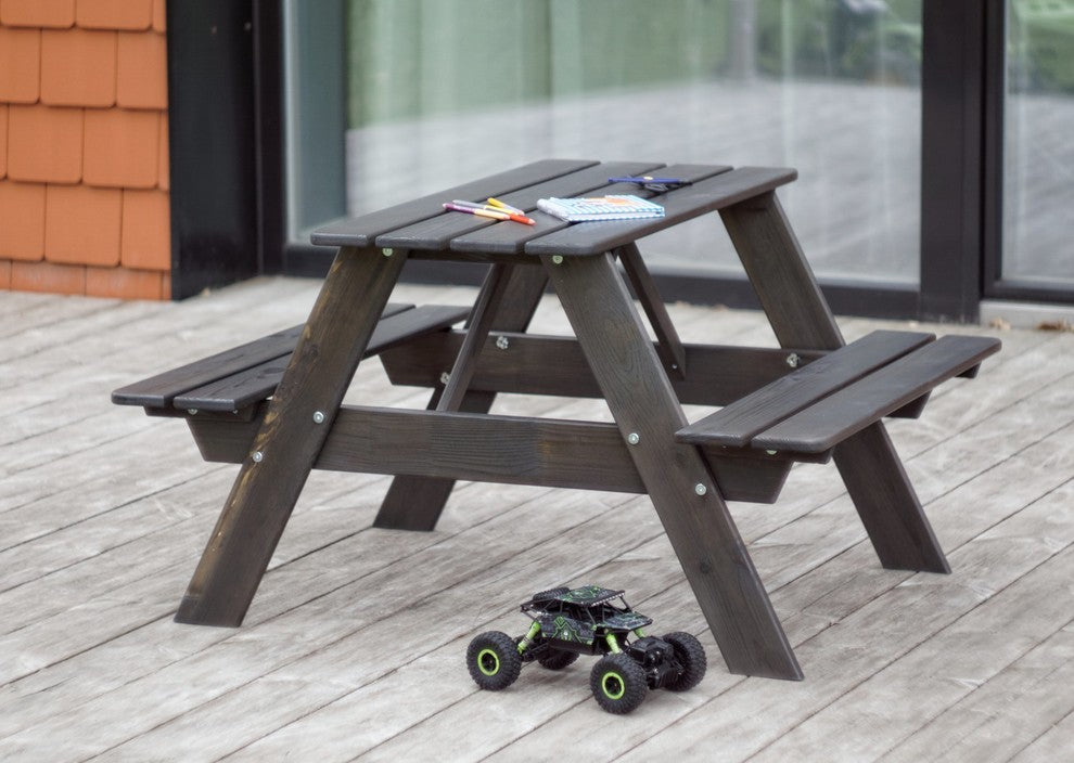 Smelis Kids Picnic Table, Taupe, Gray