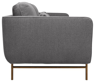 Armen Living Lilou 77" Fabric & Metal Sofa in Gray/Antique Brass