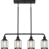 Quoizel LUD434EK Four Light Linear Chandelier, Earth Black Finish