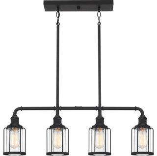 Quoizel LUD434EK Four Light Linear Chandelier, Earth Black Finish