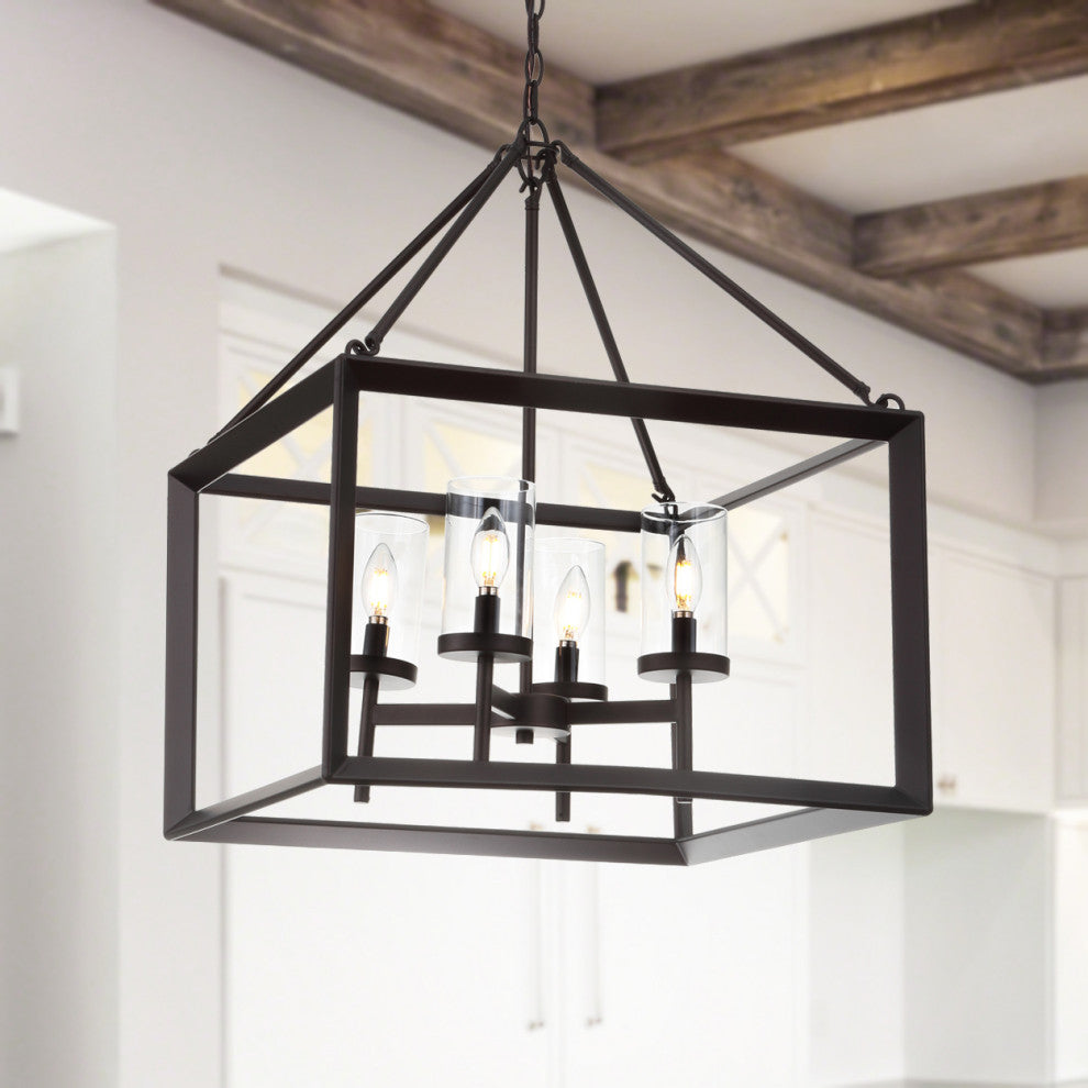 Anna Metal, Glass LED Pendant, Oil Rubbed Bronze, 21"