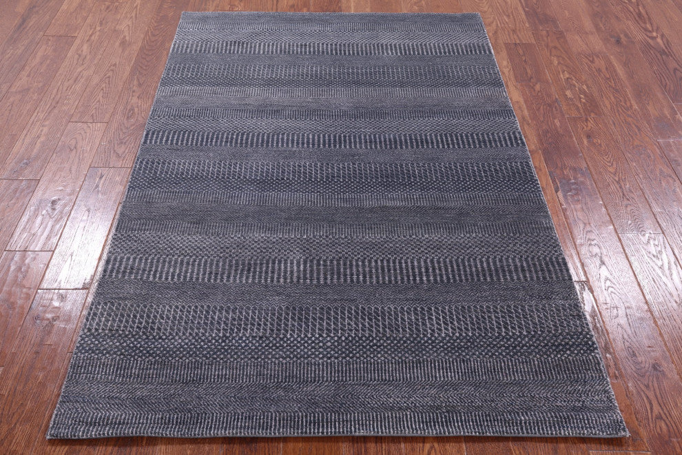 Wool and Silk Hand Knotted Savannah Grass Rug 4' 0" X 6' 1" Q11485