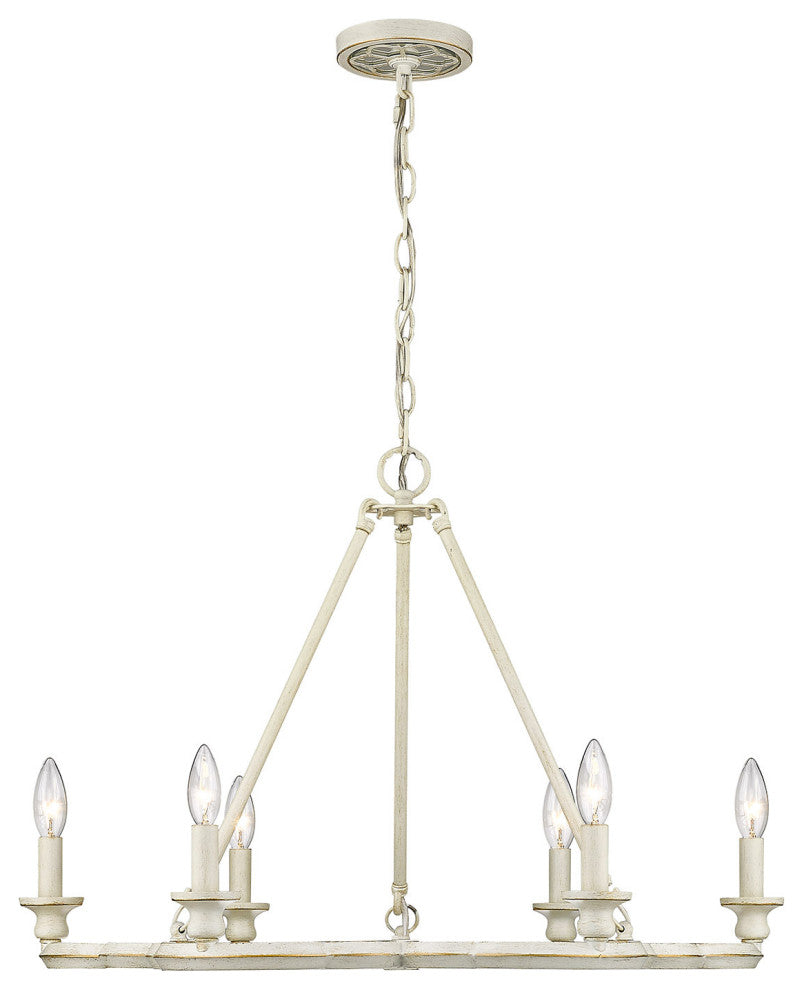 Saxon 6 Light Chandelier, French White