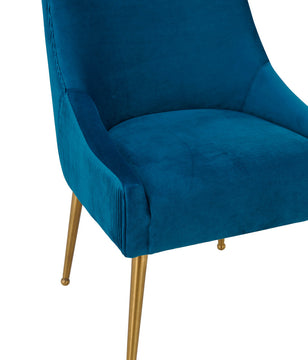 Beatrix Pleated Navy Velvet Side Chair - Navy