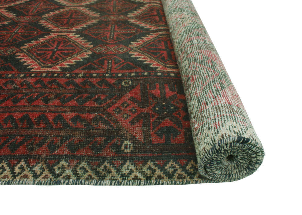 Vintage Distressed Kamelya Charcoal/Rust Rug, 3'7x6'2