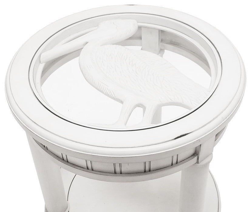 Monaco Round End Table With Pelican Insert, White