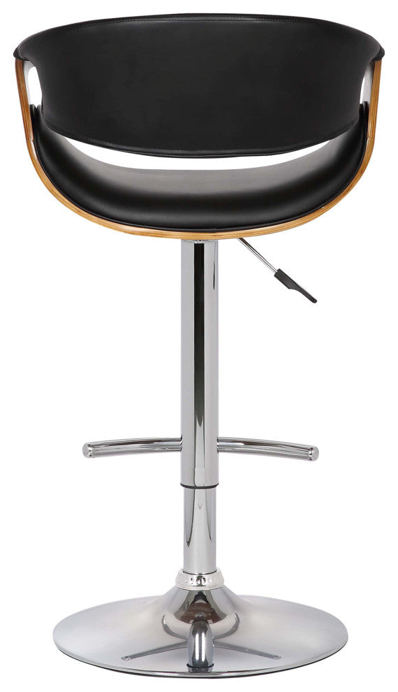 Butterfly Swivel Adjustable Bar Stool, Walnut With Black