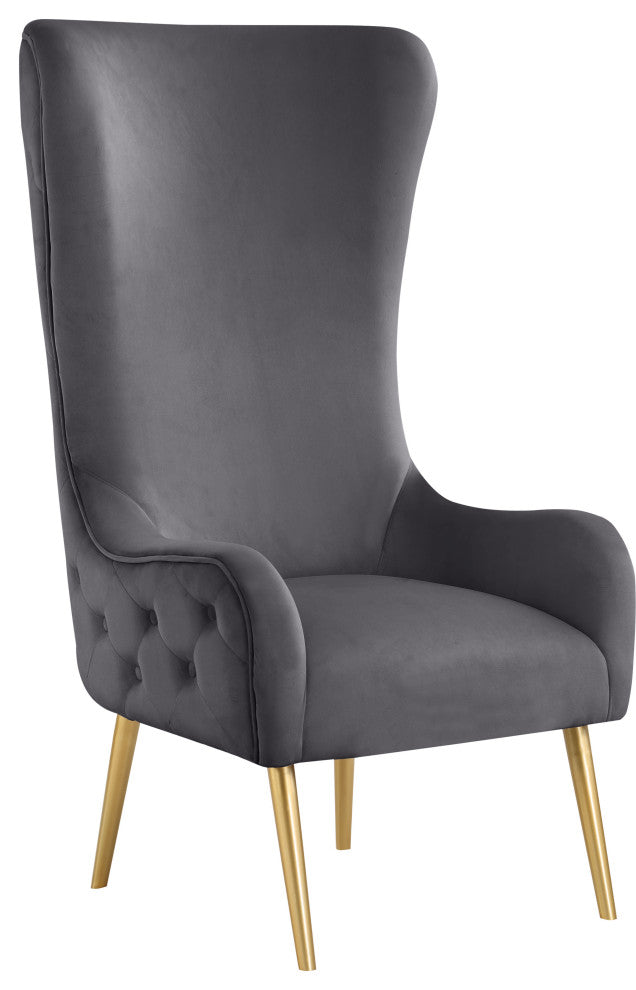 Alexander Velvet Upholstered Accent Chair, Gray