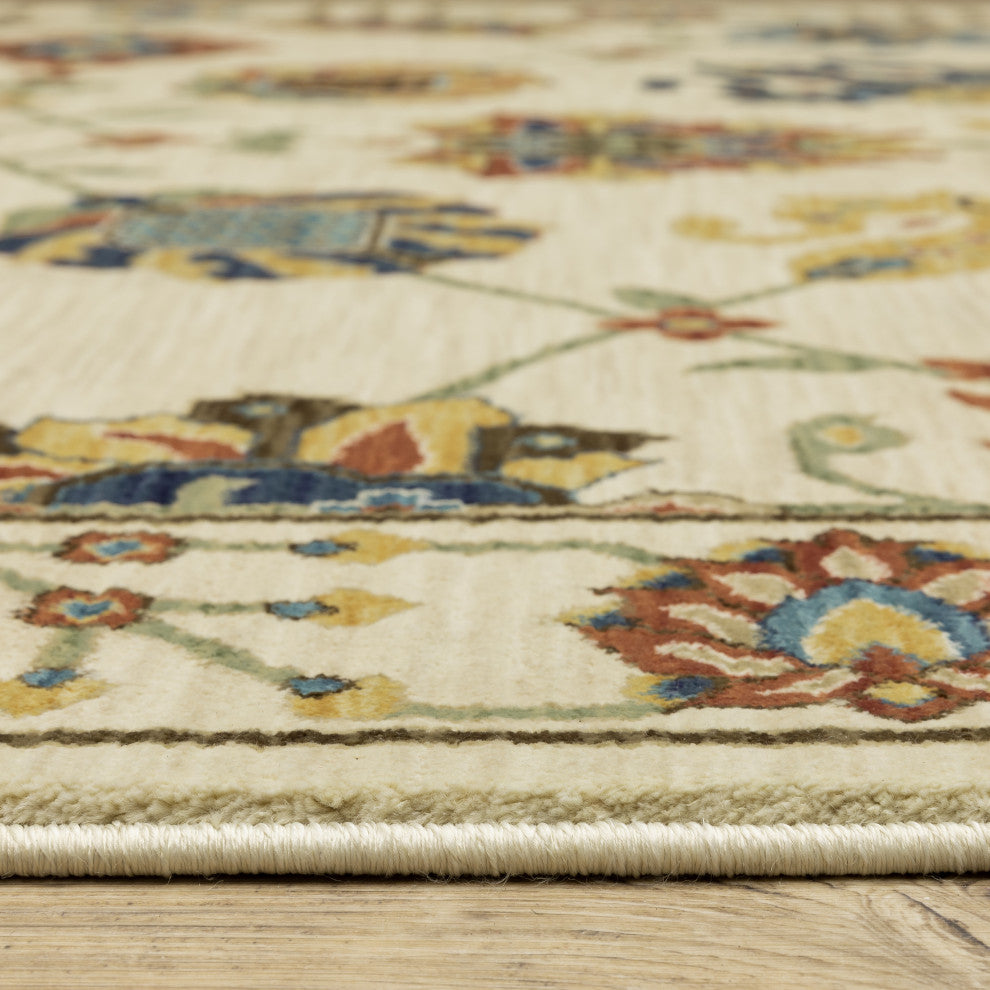 Fabienne Floral Indoor Area Rug, Ivory, 2'3"x7'6"