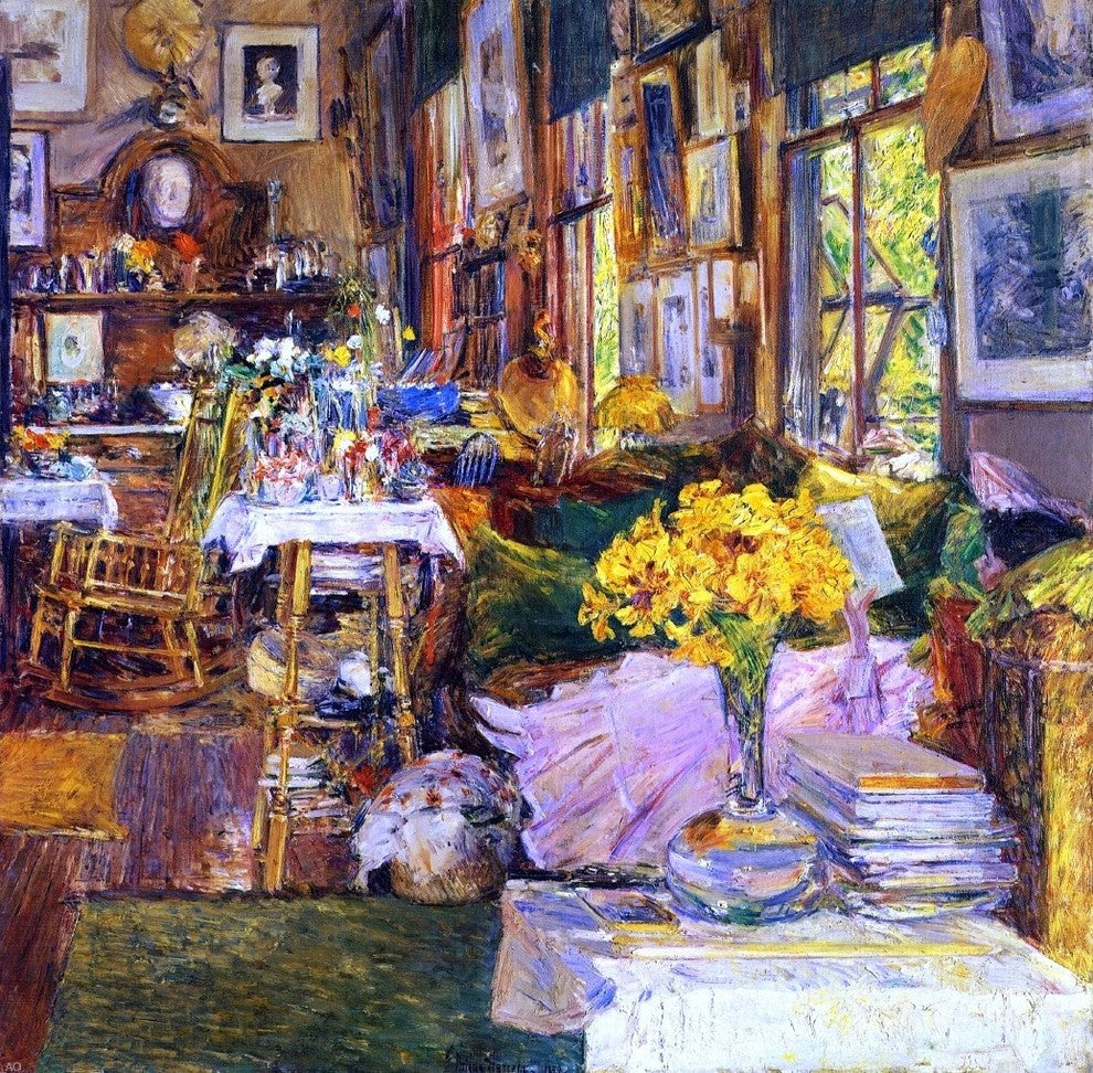 Frederick Childe Hassam A Room of Flowers, 20"x20" Gallery Wrapped Canvas