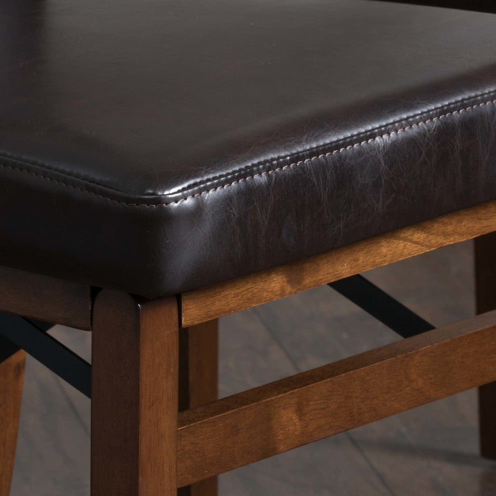 GDF Studio Rosalynn Brown Leather Folding Dining Chairs, Set of 2