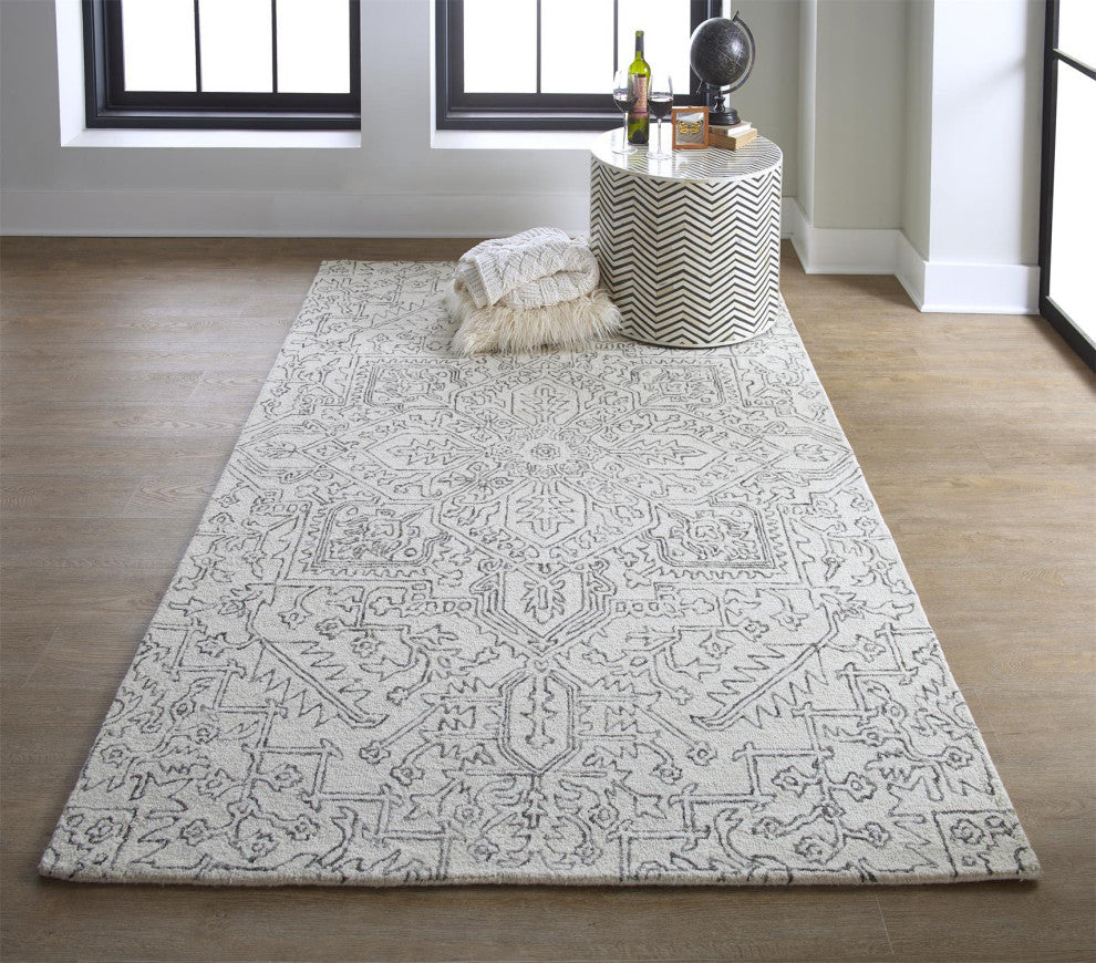 Weave & Wander Natal Rug, Ivory/Charcoal, 9'x12'