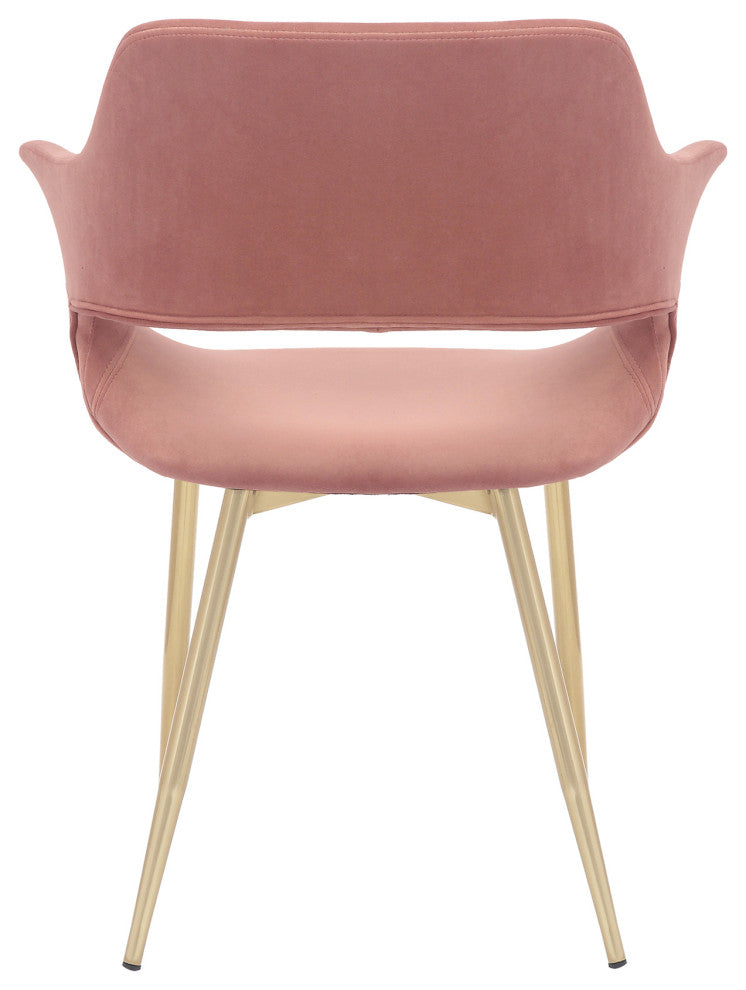 Gigi Pink Velvet Dining Room Chair with Gold Metal Legs - Set of 2
