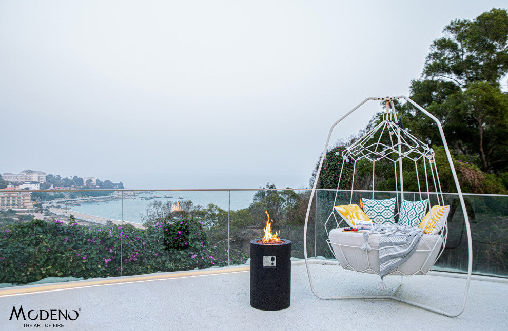 Lava Tube Black Concrete 28" Tall Fire Column by Modeno