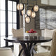Mid Century Modern Glass Ovals Chandelier, 9 Light Bronze Gold White Abstract
