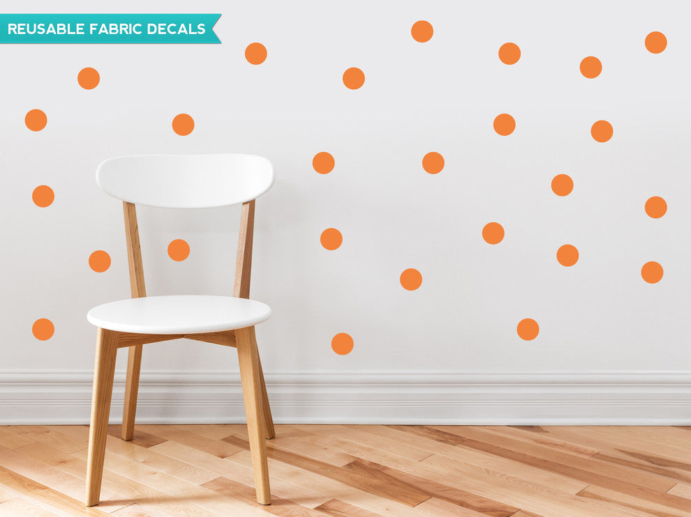 Polka Dot Fabric Wall Decals, Set of 48, 2" Polka Dots, Orange
