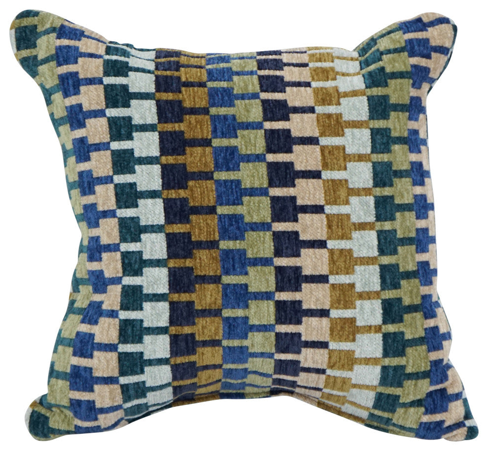 17" Jacquard Throw Pillows With Inserts, Set of 4, Legion Aegean