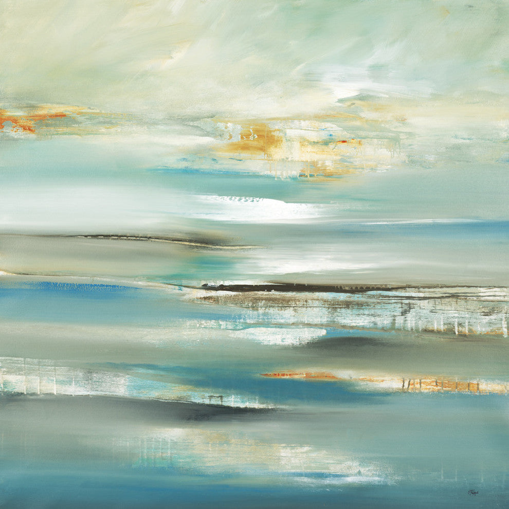 "By The Water III" Art block Framed Canvas, 30"x30"