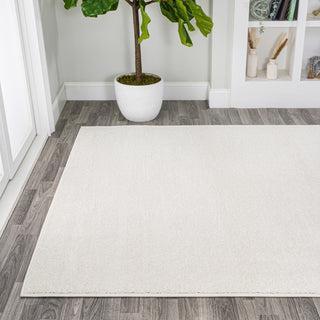 Haze Solid Low-Pile Runner Rug, Cream, 9 X 12