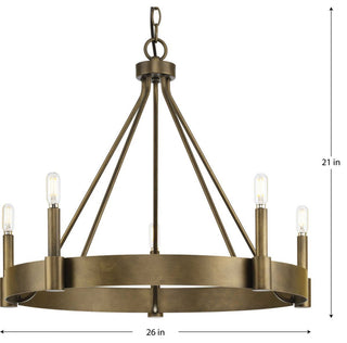 Breckenridge Collection Five-Light Aged Bronze Rustic Farmhouse Chandelier