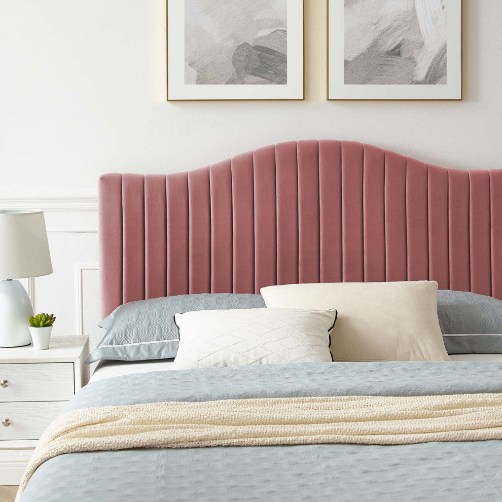 Tufted Platform Bed Frame, Full Size, Velvet, Pink, Modern Contemporary, Bedroom