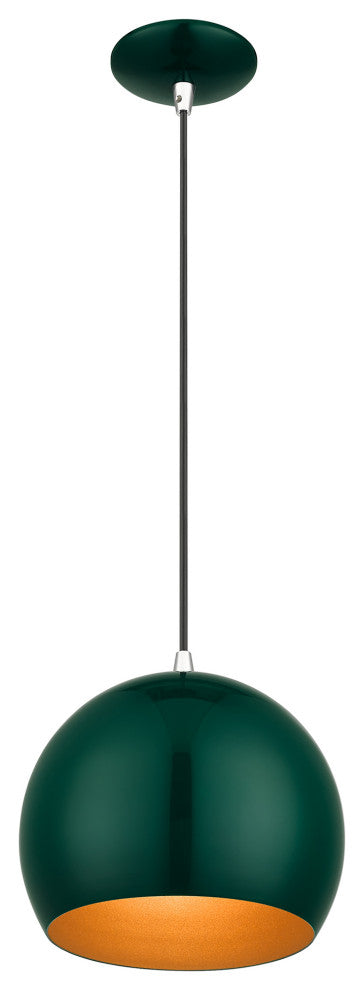 Piedmont 1-Light Shiny Hunter Green Globe Pendant
