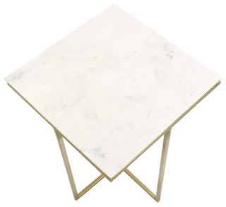Pasargad Home Perama Marble and Stainless Steel Side Table