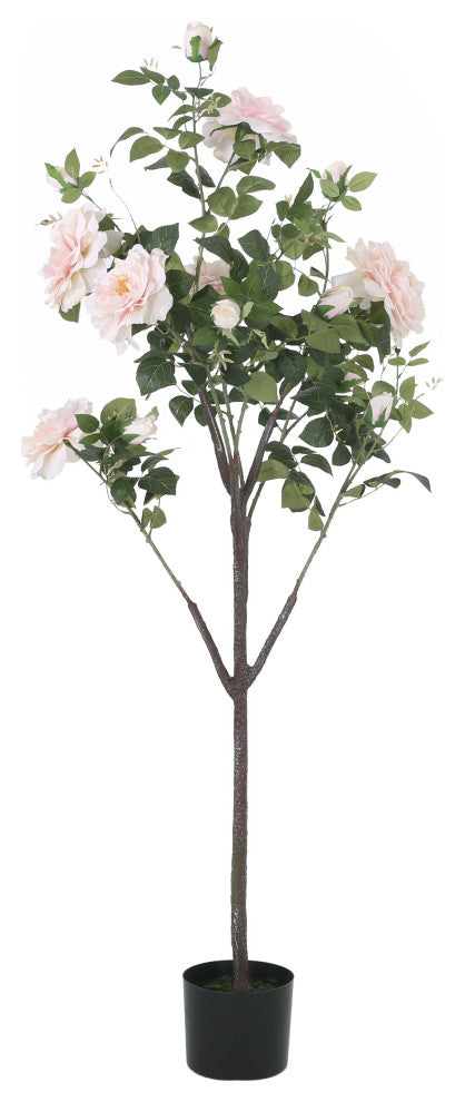 Bergweg Artificial Rose Tree, Green and Pink Champagne