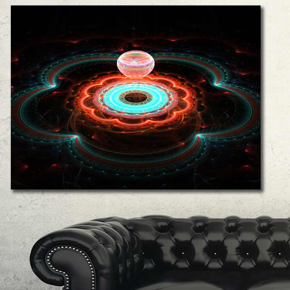 Balloon over Fractal Colored Area, Floral Canvas Art Print, 40"x30"