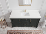 Aberdeen 60 Single Bathroom Vanity in Black Top 2" White Quartz