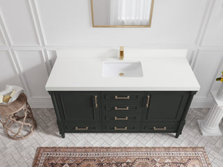 Aberdeen 60 Single Bathroom Vanity in Black Top 2" White Quartz