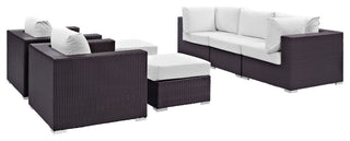 Convene 7 Piece Outdoor Patio Sectional Set, Espresso White