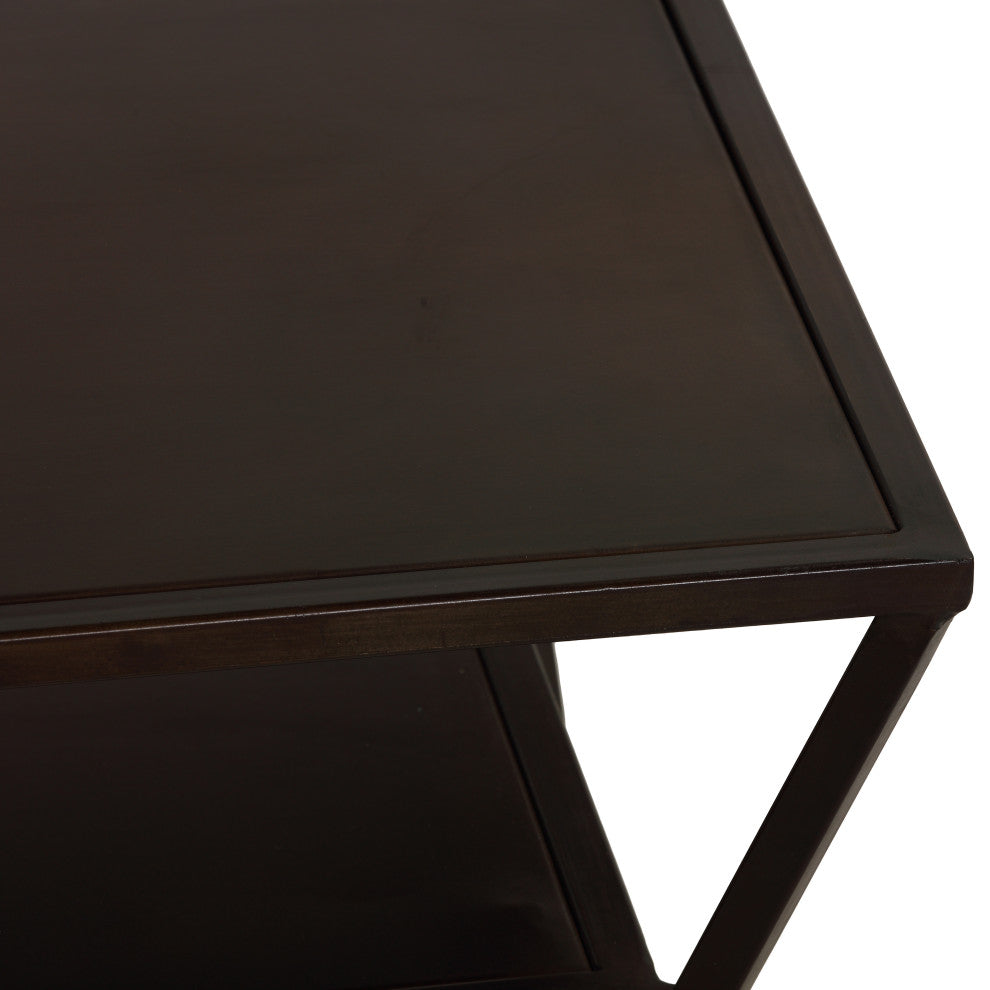 Bare Decor Duplex Accent Table Metal, Distressed Brown, 14x19x19