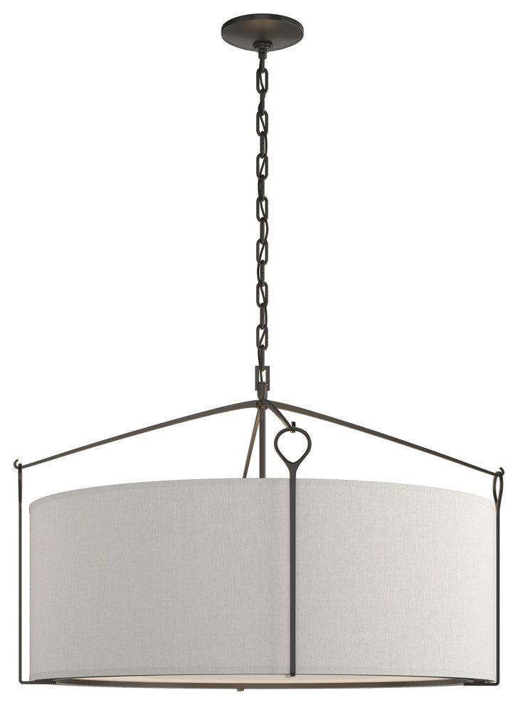 Bow Large Pendant, Black Finish, Flax Shade