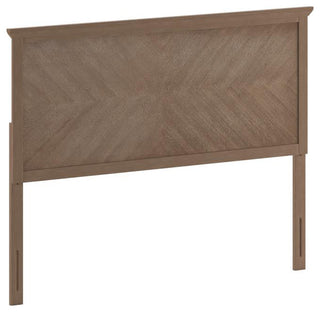 Fiona Herring Bone Wooden Adj. Headboard for Metal Bed Frames, Light Brown-Queen