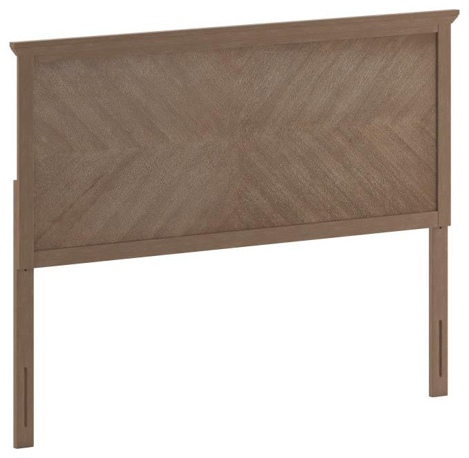 Fiona Herring Bone Wooden Adj. Headboard for Metal Bed Frames, Light Brown-Queen
