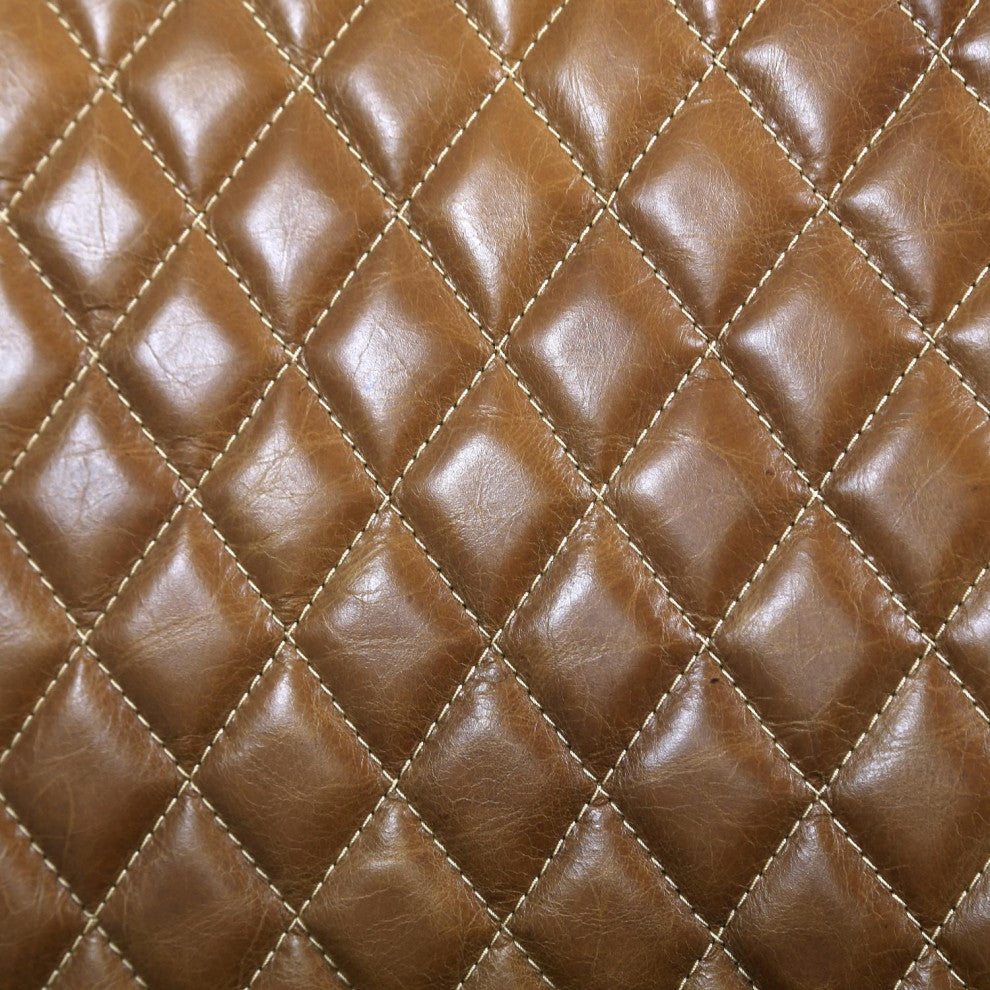 Pasargad Home Capri Brown Top Grain Leather Accent Chair With Metal legs
